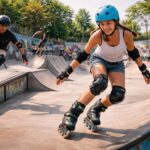 découvrez notre gamme complète de patins rollerblade, protections et équipements pour pratiquer le roller et les sports urbains en toute sécurité dans un skate park moderne.
